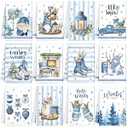 12 Pcs Christmas Kitchen Towels and Dishcloths Absorbent Christmas Tree Reindeer Truck Hand Towels Christmas Dish Towels Decoration for Xmas Home Gift Supplies, 14.2 x 21.3 Inch (Novel Style)