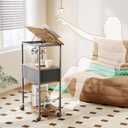 HOMEKOKO 3-Tier Bookshelf with Adjustable Flip Top, Living Room Industrial Movable Bookcase, Rustic Book Shelf with Drawer, Wood-Metal Rustic Bookshelves (Rustic Brown)