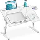 HETTHI Laptop Bed Desk, Adjustable Laptop Lap Desk with Drawer, X-Large Foldable Bed Table Tray for Bed Couch Floor Desk Writing Working Reading Eating Painting (Marble, 23.6"×15.7")