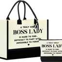 Canvas Tote Bag for Women Zipper Makeup Bag (Trulygreat)