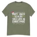 Most Likely to Christmas Matching Family Pajamas Funny T-Shirt Size L in Olive Green