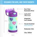 THERMOS FUNTAINER Water Bottle with Straw - 12 Ounce - Kids Stainless Steel Vacuum Insulated Water Bottle with Lid, Hearts