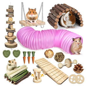 40 PCS Hamster Toys Set, Guinea Pig Toys Enrichment Hamster Tubes and Tunnels, Rat Enrichment Toy with Bridge, Seesaw, Swing, Ball for Gerbils, Chinchillas, Dwarf and Syrian Mouse