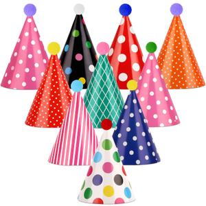 Hooqict 10 PCS Colorful Mini Party Hats for Stuffed Animals Cute Tiny Birthday Party Paper Cone Hats with Pom Poms for Kids Baby Boys Girls Pets Birthday Decorations Supplies