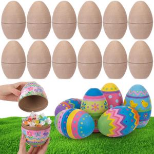 VioraWhite Large 12 Pcs Paper Mache Easter Eggs Paintable Eggs Bulk 5.9 Inches Empty Large Easter Craft Supplies DIY Ornaments Decorating Activities