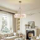 22” Alabaster Chandelier 4-Light Modern Gold Round Chandelier