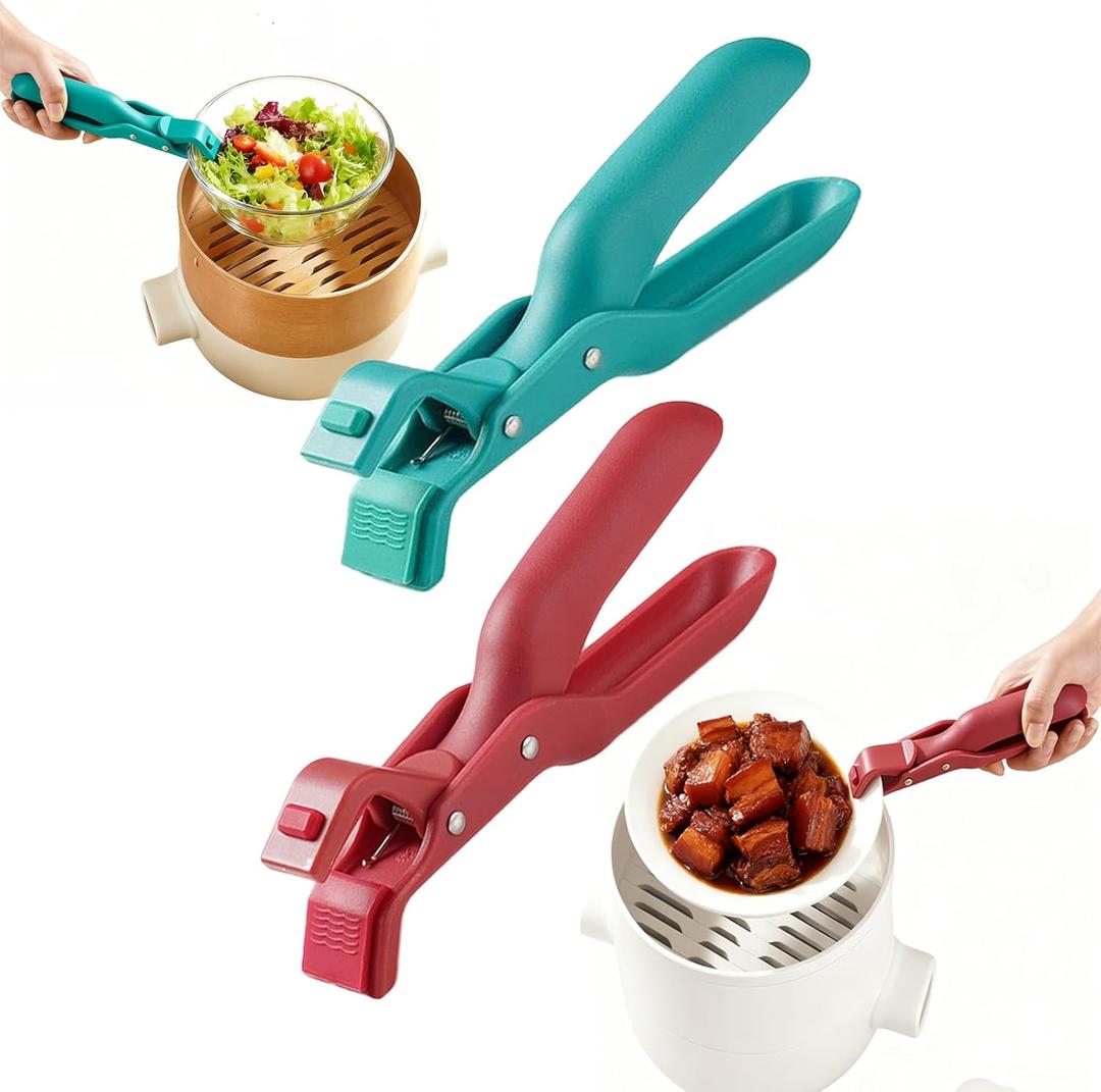 2 Pieces Of Anti-Scald Bowl Tongs, Hot Plate Clamp, Multi-Angle Flat-Bottom Pan Clamp Tool, Kitchen Silicone Non-Slip Tongs, Suitable For Kitchen Pots, Bowls, And Basins.