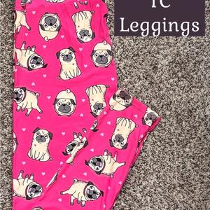 New LuLaRoe Pink Pug Leggings. TC, Pack Of 3