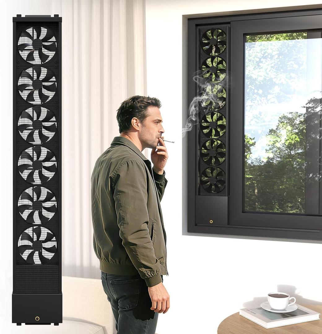 Vertical Window Fan, No Drilling Required Installation Window Exhaust Fan, Adjustable Wind Speed Window Ventilation fans, 1.97 IN Retractable, for Bedroom Bathroom Kitchen Office, 100~105cm/39.4~41.3in