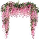 Veryhome 3Pcs 7.2Ft/Piece Artificial Flowers Wisteria Garland Artificial Wisteria Vine Hanging Flower Greenery Garland for Home Garden Outdoor Wedding Arch Floral Decor (Fuchsia)