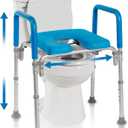 Platinum Health Original Ultimate Padded Raised Toilet Seat with Handles, Riser for Seniors with Adjusted Height & Width, FSA HSA Eligible 420lb for Elderly, Seniors, Pregnant, Fits any Toilet (Blue)