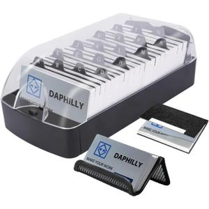 Daphilly Business Card Holder for Desk, Business Card Holder Organizer, Business Card Box, Push-Button, with A-Z Tabs, Storage up to 550 Cards (Medium)