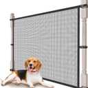 Dog Pet Mesh Gate Stairs - Baby Safety Barrier Gates for Stairway - No Drilling Puppy Gates for Indoor - Banister to Banister Baby Gates for Stairs (54"W to 56"W x 32"H, Black)