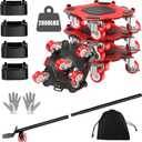Upgraded Furniture Dolly Movers 5 Wheel Heavy Duty 3000LBS Capacity Carbon Steel Panel 360° Rotating Casters Furniture Slider for Sofa Refrigerator Piano (Red, 6in)