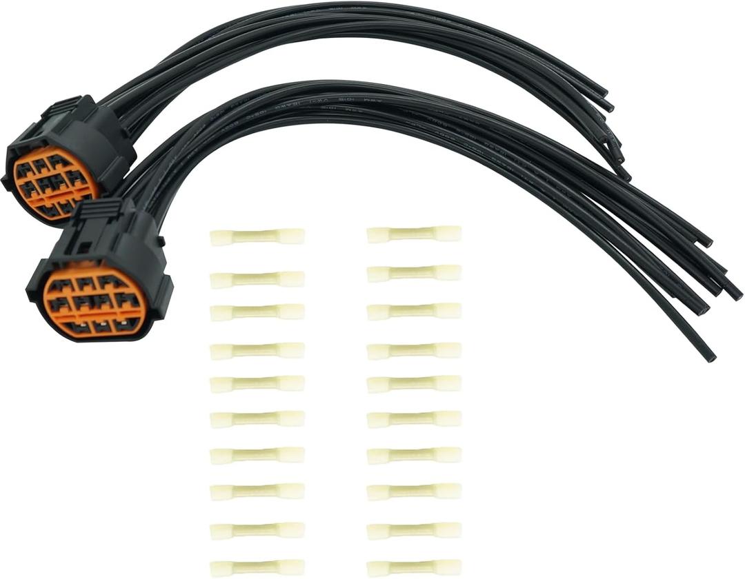 2 Pcs 10 Pin Headlight Connector Wiring Harness Pigtail Plug for Hyundai Kona Santa Fe Accent Equus Tucson Veloster Kia Optima Sorento Soul Replaced OE# 10K007 GL221-10021 HP066-10021 E72A10