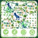 AIBIIN 194pcs Three Rex Birthday Decorations for Boy 3rd Birthday Party Plates, Cup, Napkin, Tablecloth, Tableware, Dinosaur 3 year old Birthday Party Supplies Plates Serve 24 Guests