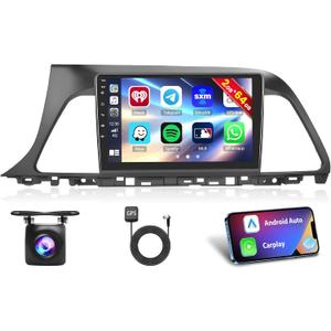 Inefala [2G+64G] Car Stereo for Hyundai Sonata 2015 2016 2017 with Wireless CarPlay Android Auto, 9 Inch HD Touch Screen with GPS WiFi Bluetooth FM/RDS Radio SWC Backup Camera MIC