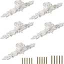 JUXYES Pack of 5 Euro Rose Decorative Cabinet Knobs with Plate, Floral Ivory Drawer Knob Cupboard Door Knobs, Ivory White Drawer Pulls Cabinet Handle Knobs for Dresser Cabinet (L, Ivory with Silver)