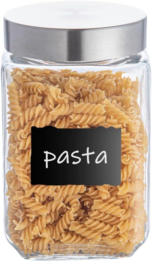 Restaurantware Vetri 58 Ounce Glass Storage Jar 1 Dishwashable Glass Cookie Jar - Airtight Seal Hot & Cold Friendly Clear Glass Glass Candy Jar For Kitchen Laundry Or Storage