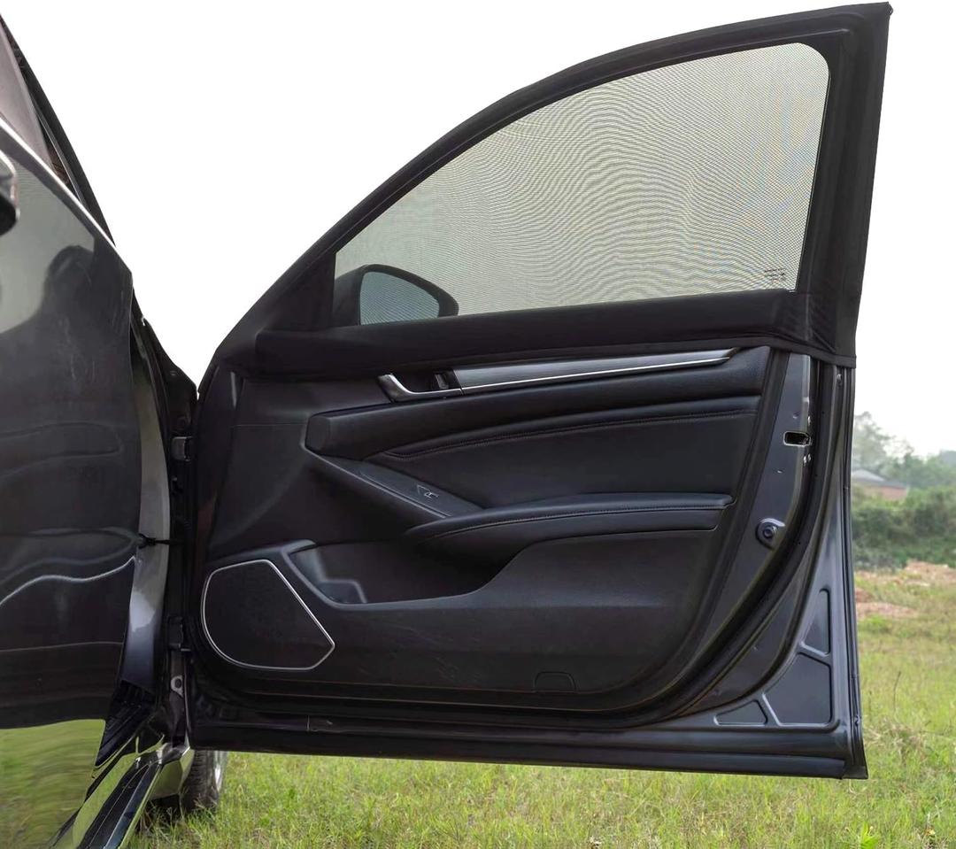 Car Front Side Window Shades, Elastic Mesh Car Window Sun Shades Screen Mosquito Net, Fit 95% of Cars, SUVs Camping, Reduce UV Rays,Sun Glare,