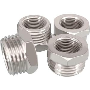 1/2 G Male to 3/8 Compression Female Nickel Plated Brass Reducer Faucet Adapter Water Supply Line Adapter for Kitchen Bathroom Plumbing Pipe 4PCS