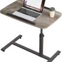 Adjustable Overbed Bedside Table with Wheels Hospital Bed Table Portable Computer Stands Movable Desk Computer Table for Bed Laptop Stand for Couch (Oak Grey)