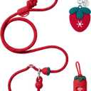 VETRESKA Hands-Free Dog Leash, 8FT Adjustable Rope Leash for Medium Large Dog, Waist/Crossbody Slip Lead Leashes for Walking, No Pull Leashes with Bag Dispenser, Clip, 3 in 1 Walk Kit (Strawberry)
