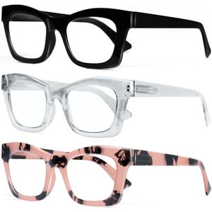 CCVOO Stylish Reading Glasses for Women, Eyeglasses, Blue Light Readers for Women, Computer Eye Glasses, Cheaters (Grey-pink Mix, +1.50)