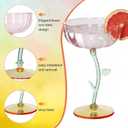 24 Pcs Flower Detachable Martini Glasses, 7oz Plastic Cocktail Glasses, Flower Edge Wavy Mimosa Champagne Glass Coupe Unbreakable Glassware for Wine Wedding Valentine Party(Pink)