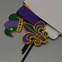 3 Pieces Mardi Gras Tiered Tray Decor Wood Set, Glitter Mardi Gras Table Decor,Rustic Mardi Gras Table Decorations for Party Home Room (Mardi Gras)