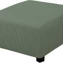 Easy-Going Stretch Ottoman Cover Folding Storage Stool Furniture Protector Soft slipcover with Elastic Bottom (30X30X15In,Greyish Green)