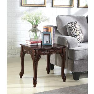 Roundhill Furniture Traditional Ornate Detailing Wood End Table, Dark Cherry, 21 in x 22 in x 20 in