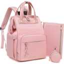 Diaper Bag Backpack with Changing Pad & Pacifier Case  One-Handed Convenience, Fits 15.6" Laptop, Cute Baby Bag for Girls & Boys, Perfect Baby Shower for Mom & Dad, Pink