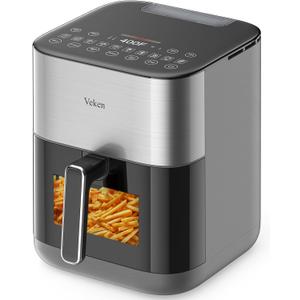 Veken Air Fryer, 6qt with 13-in-1 Functions, No Flipping, Clear Windows, Advanced AirFryer for Healthy, Fast & Efficient Air Frying, Grey, 6.5 Qt