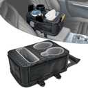 Center Console Cup Holder, Universal Car Armrest Storage Box with Bottle Holder & Tissue Slot & Side Pockets, Car Back Seat Truck Boat Couch Organizer PU Leather (12 X 8 X 5.3Inch)