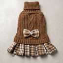 Knitted Dress With Cute Plaided Bottom and Bow on Back Various Colors, 4-8 Month Old