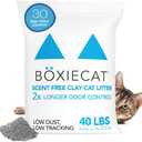Boxie Unscented 30 Day Natural Odor Control Cat Litter, 40lb Clumping Clay Kitty Litter (40 Pounds)
