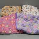 Tatuo 4 Pcs Dog Blanket for Pet Puppy Teething Toys Paw Print Fleece Blanket for Pet Cat Soft Warm Sleep Mat Guinea Pig Cage Mat(Midwest (24 x 47 Inch),White, Coffee, Pink, Purple)