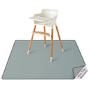 Blissful Diary Baby Splat Mat for Under High Chair, 50.4 x 50.4 Inch Wipeable Splash Mat, Waterproof and Washable, Anti-Slip Floor Protector, Silver Mist