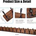 Kruodop Large Coat Rack Wall Mount Coat Hooks Coat Hanger with 10 Metal Black Triple- Hooks Brown Pine Real Wood Plank Hat Rack for Wall Hooks for Hanging Coat Hat Jacket
