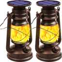 Richday Solar Lantern Outdoor Hanging, LED Vintage Flame Lantern,Solar Lights Dancing Flame,Waterproof Camping Lamps,Outdoor Indoor Decoration for for Table Patio Garden Yard Pathway Porch 2 Pack (2)