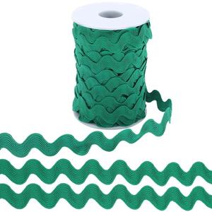 GORGECRAFT Rick Rack Trim 25 Yards 10mm Wide RIC Rac Ribbon Green Wave Bending Fringe Trim Zig Zag Lace Edging Braid Trimming Polyester Webbing Ribbons for DIY Sewing Crafts Gift Wrapping Bow Making