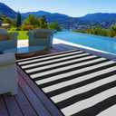 Plastic Straw Rug,6'x9' Outdoor Waterproof Patio Rugs Foldable Reversible Camping Mat for Rv, Deck, Porch, Picnic, Beach, Balcony,Black & White