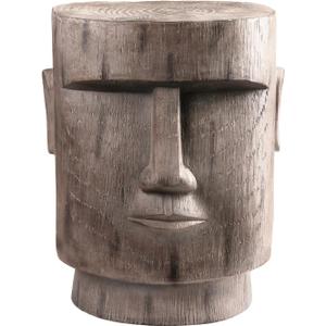 Outdoor Side Table Easter Island AHU Akivi Moai Statue Pedestal End Table Stool for Home Patio Deck Sunroom Garden Balcony Yard Lawn Grey