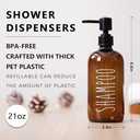 HOMCDALY Shampoo and Conditioner Dispenser Set of 3, 21oz Shower Soap Bottles with Pump, Refillable Shampoo Conditioner Body Wash Dispenser, Empty Bathroom Shower Shampoo Bottles(P-Brown)