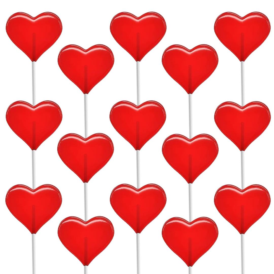 2 x Fruidles 15-Count Valentine's Heart Lollipops Candy, Red Heart Shaped Hard Candy Lollipop Suckers, Individually Wrapped, 12g Lollipop