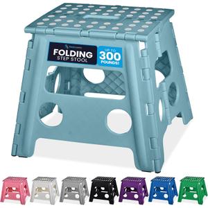 Handy Laundry Folding Lightweight Step Stool - Sturdy Enough to Support Adults and Safe Enough for Kids - Opens Easy with One Flip - Great for Kitchen, Bathroom or Bedroom (Teal - 13 inch)
