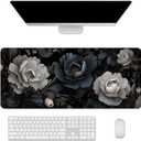 Black and White Mouse Pad,Floral Mouse Pad Desk Mat,Large Mousepad