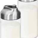 Aelga Glass Coffee Creamer Container Set, Creamer Pitcher 7oz + 12oz Glass Dispenser Container Set for Creamer, Milk and Spices, Coffee Bar Accessories, Pack of 2