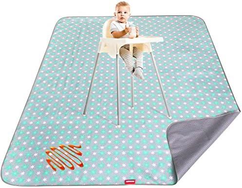 Extra Large Splat Mat 42"×46” Waterproof Non Slip Floor Splash Mat for Under High Chair, Messy Mat and Table Cloth, Flower 2 Pack